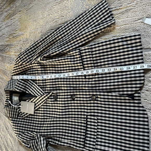 Everlane Blazer 80's Oversized gingham checker black tan tencel cotton 00 new - Picture 11 of 14